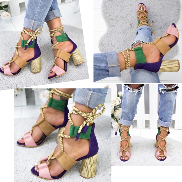 New! Women's Hemp Rope Lace Up Platform Sandals - Picture 5 of 5